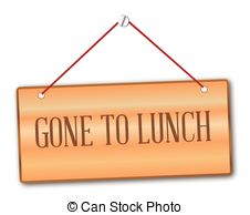 Gone To Lunch   Gone To Lunch Plaque In Woodgrain With Red
