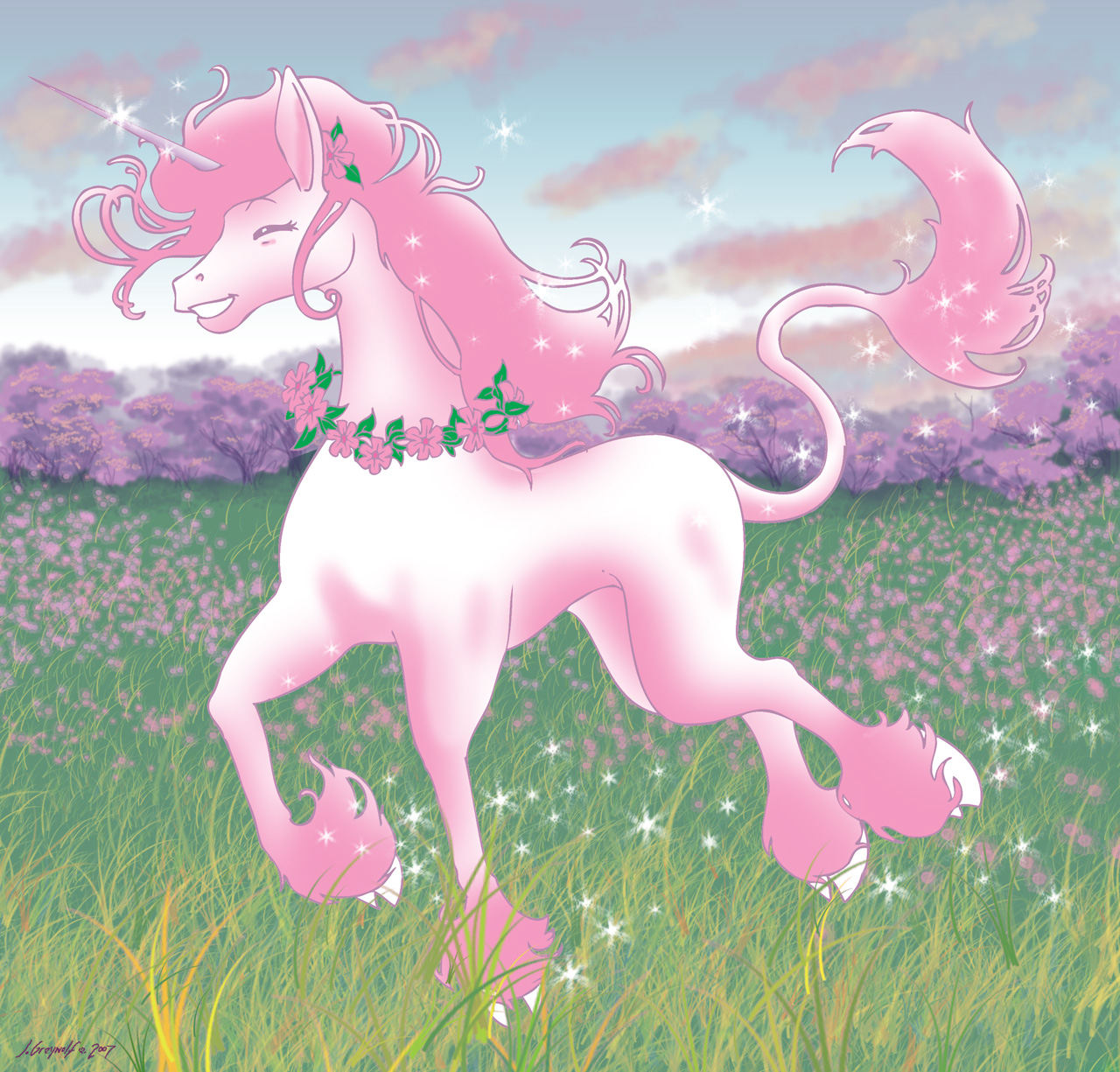 Happy Girly Prancy Sparkly Pink Unicorn