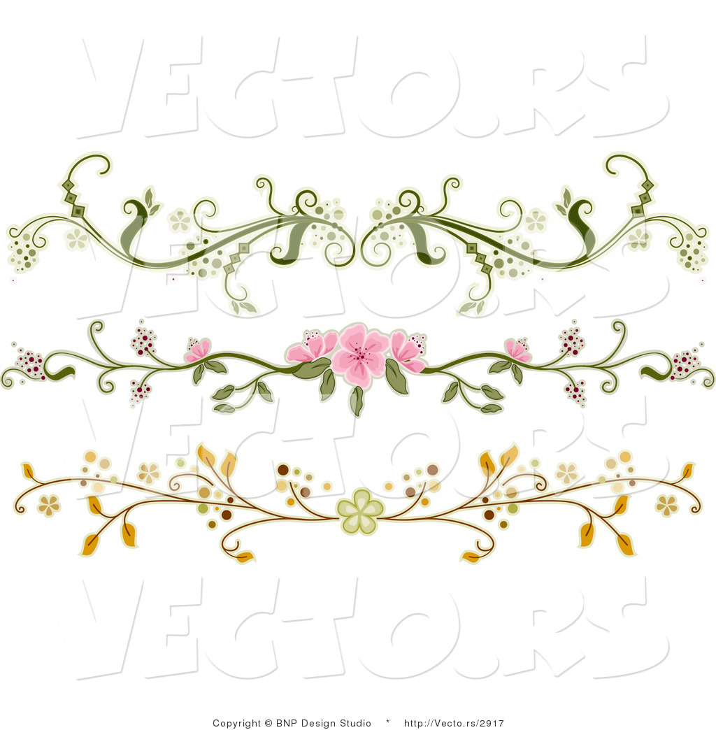 Larger Preview  Vector Of 3 Unique Ornate Floral Rule Dividers