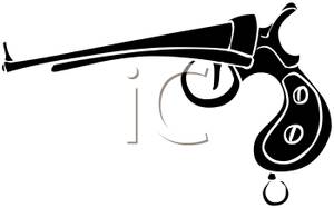 Old Fashioned Pistol Silhouette   Royalty Free Clipart Picture