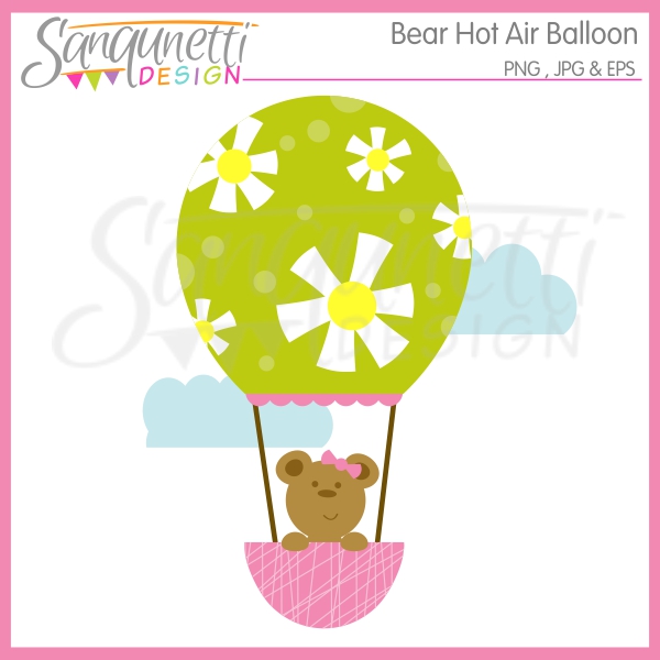 Sanqunetti Design  Spring Hot Air Balloon Clipart