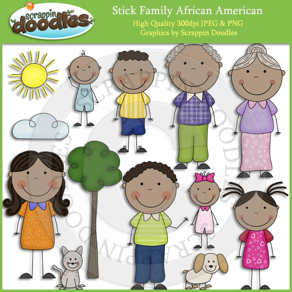 Stick Family African American Clip Art Download    3 50   Scrappin