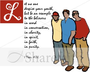 Three Young Christians With Timothy Verse   Youth Program Clipart