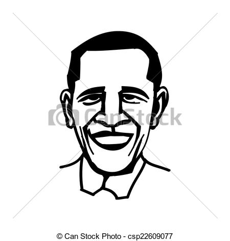 Vector Black And White Illustration Of President Obama   Csp22609077