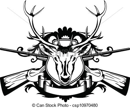 Vector Of Head Artiodactyl And Crossed Guns   Vector Illustration Head