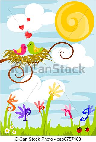 Vector   Spring Time Love In The Air    Stock Illustration Royalty