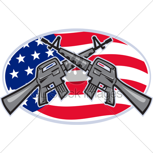 Vetor Assault Rifle Ar 15 Gun Ban Illustration Clipart