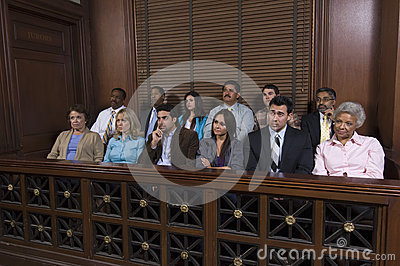 An Empty Jury Box At An American Courtroom