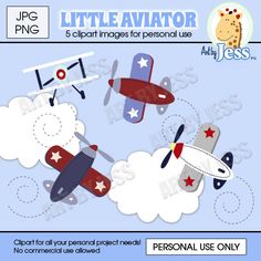     Aviator Airplane Clipart Personal Use Baby Shower Airplane Instant