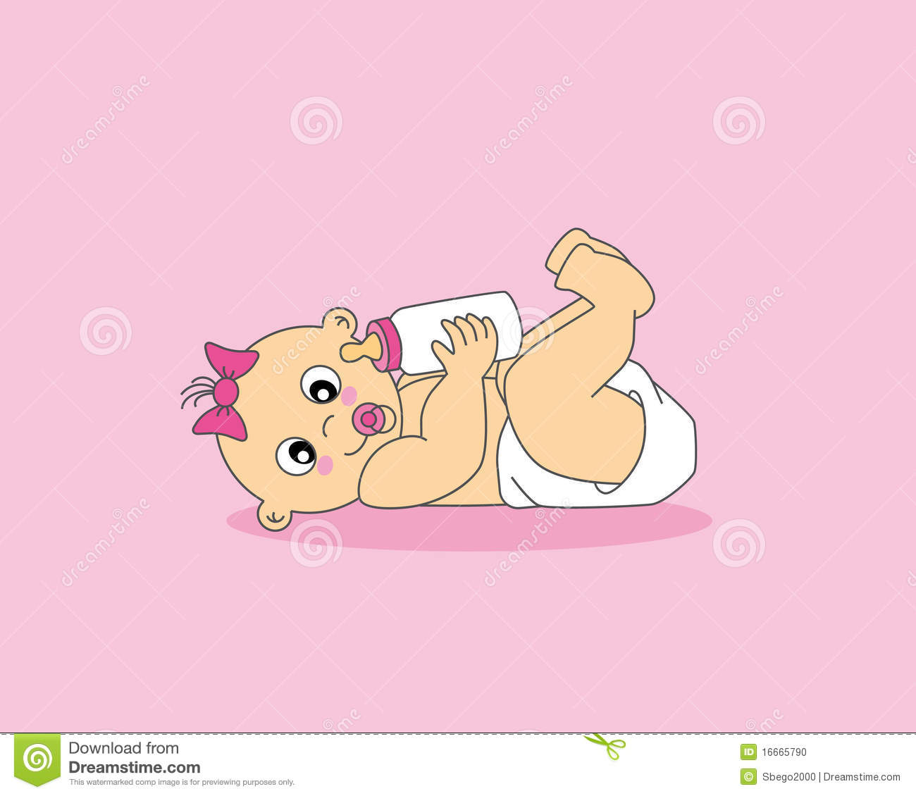 Baby Girl Greeting Card  Baby Drinking Bottle 