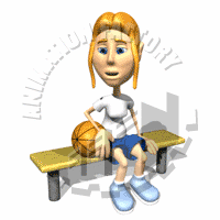 Bench Warmer Sitting With Basketball Animated Clipart