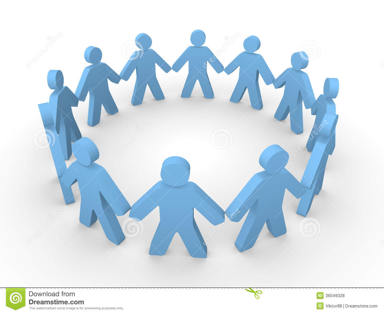 Blue 3d People Standing In The Circle Royalty Free Stock Photos    
