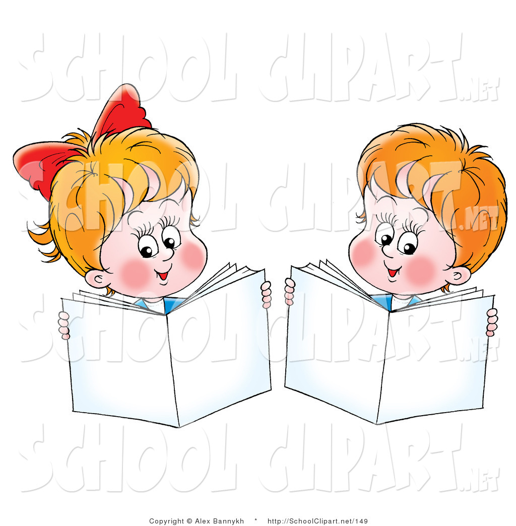 Boy And Girl Holding Up Books While Reading By Alex Bannykh    149