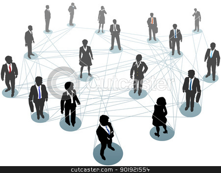 Business People Network Connection Nodes Stock Vector Clipart Group