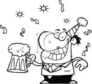 Cartoon Of A Man Celebrating At A Party   Royalty Free Clipart Picture