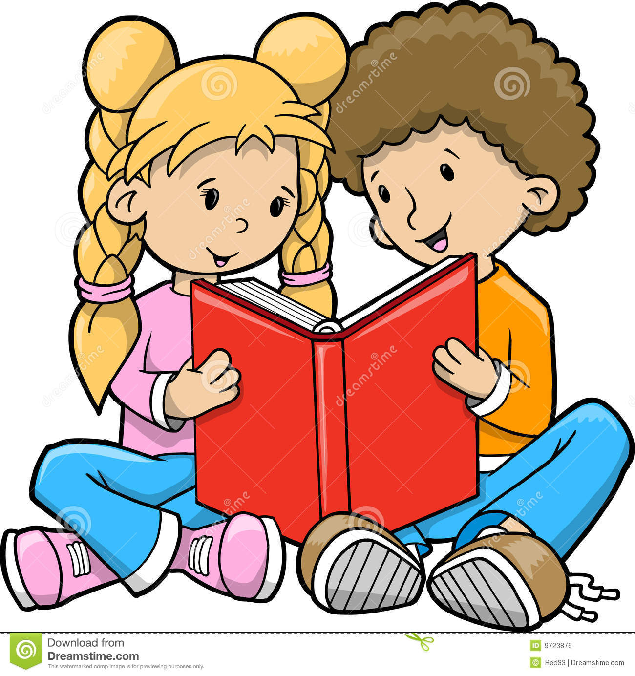 Children Reading Book Vector Royalty Free Stock Image   Image  9723876