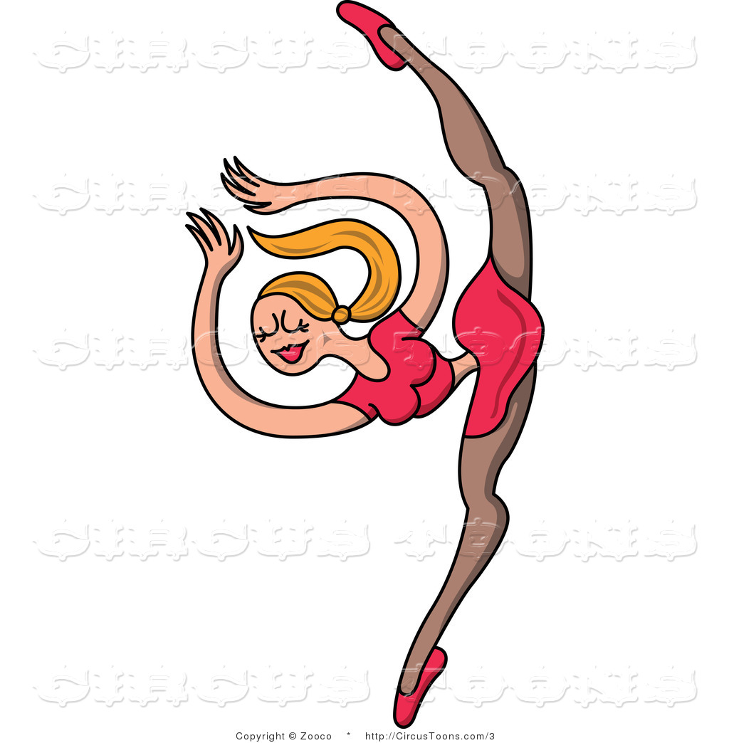 Circus Clipart Of A Ballerina Dancing With Her Leg Straight Up By    