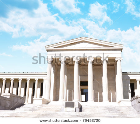 City Courthouse Law Building With Pillar Columns And Stairs  Bright