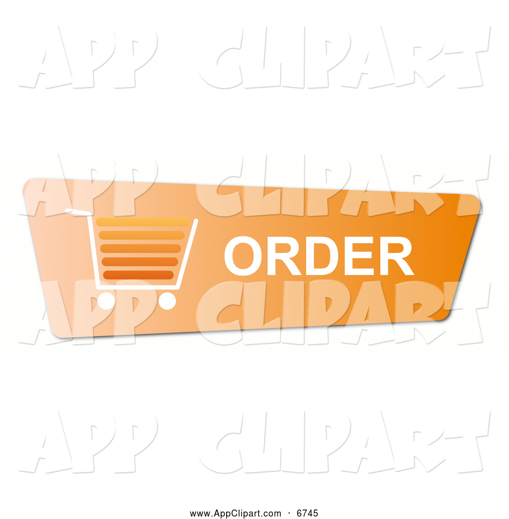 Clip Art Of An Orange Order Website Button With A Shopping Cart By
