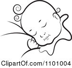 Clipart Black And White Sleeping Baby Royalty Free Vector Illustration