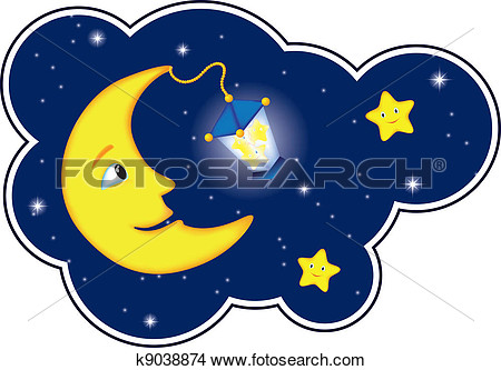 Clipart   Moonlight Night In Cloud Frame  Fotosearch   Search Clip Art