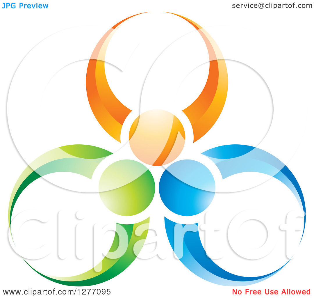 Clipart Of A Green Orange And Blue People Teamwork Icon   Royalty Free    