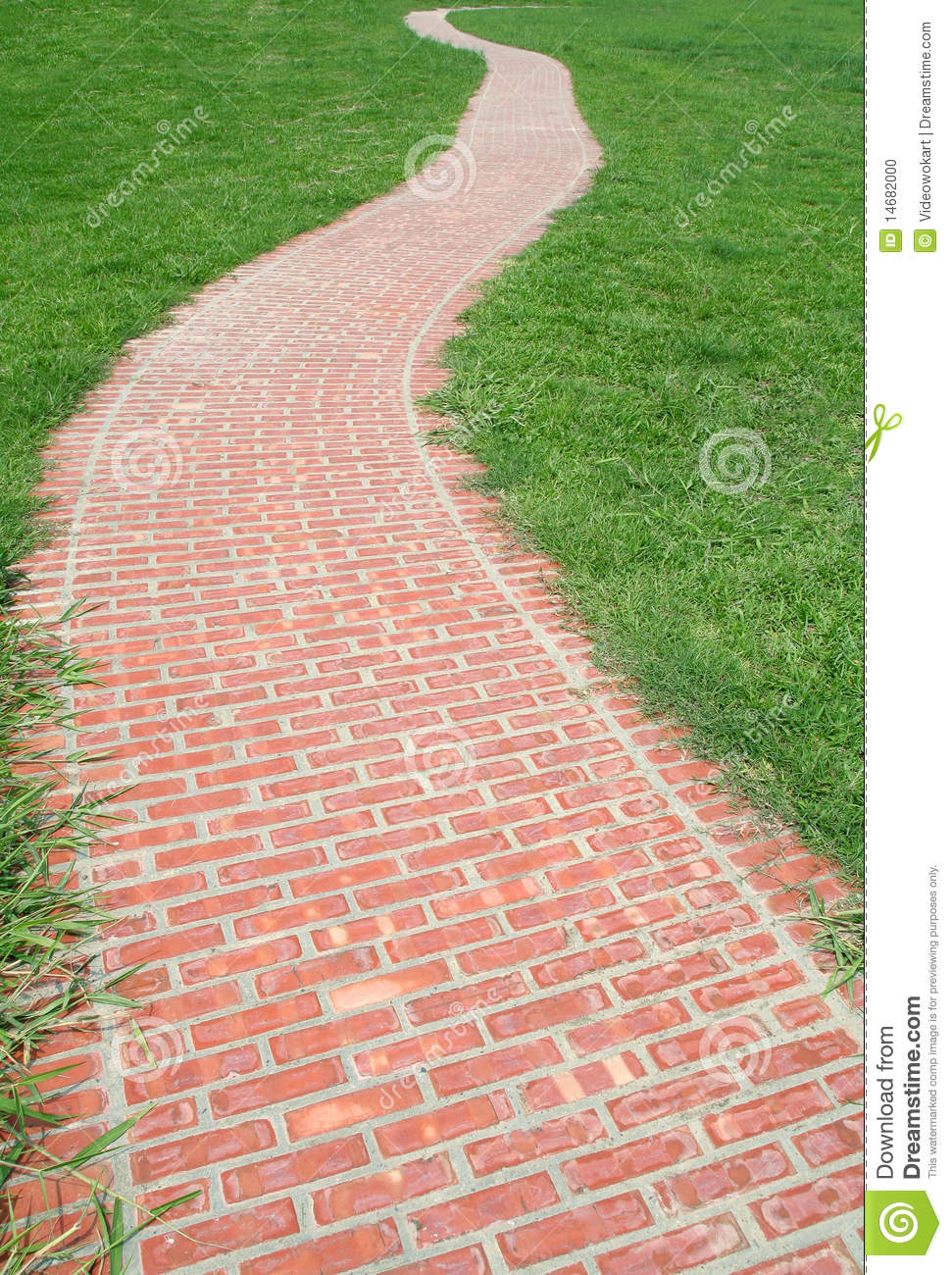Curved Red Brick Walkway Stock Photo   Image  14682000