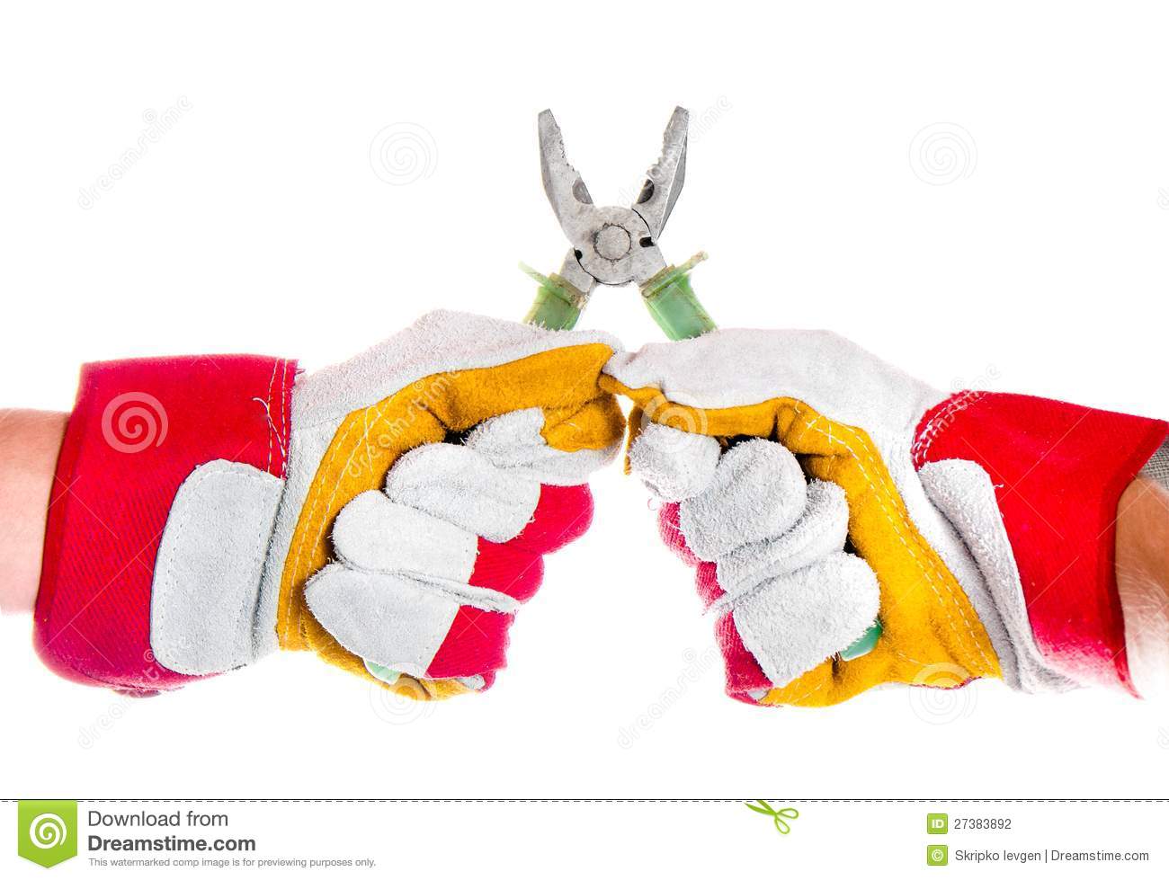 Gloved Hand With Pliers Stock Photography   Image  27383892