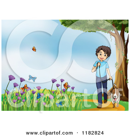     His Dog By A Pet Shop   Royalty Free Vector Clipart By Colematt