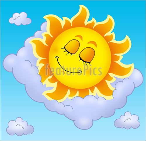 Illustration Of Sleeping Sun With Pillow On Sky   Color Illustration