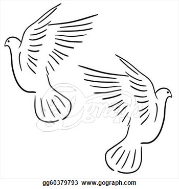 Love Or Peace  Set Of White Vector Doves  Clipart Drawing Gg60379793