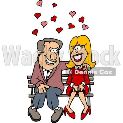 Love Sitting On A Bench With Hearts Above Clipart   Dennis Cox  6111