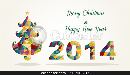 Merry Christmas And Happy New Year Contemporary Greeting Card Stock    