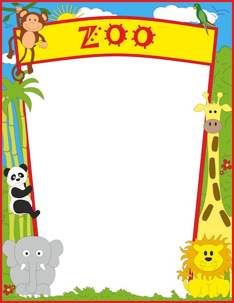 Page Border Featuring Zoo Animals  Free Downloads At Pageborders Org    
