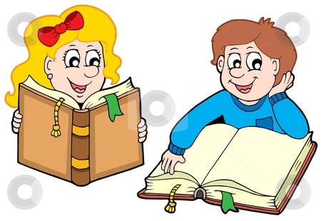 Reading Boy And Girl Stock Vector Clipart Reading Boy And Girl