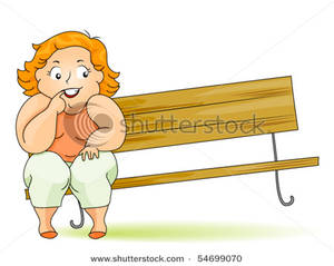 Royalty Free Clipart Image  Plump Woman Sitting On And Tipping A Bench