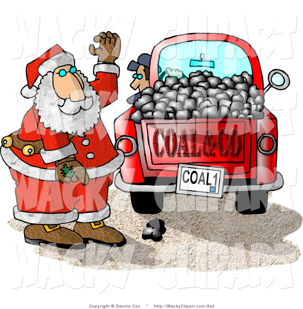 Santa Claus With A Truck Of Black Coal Ready For Delivery To Bad Boys    