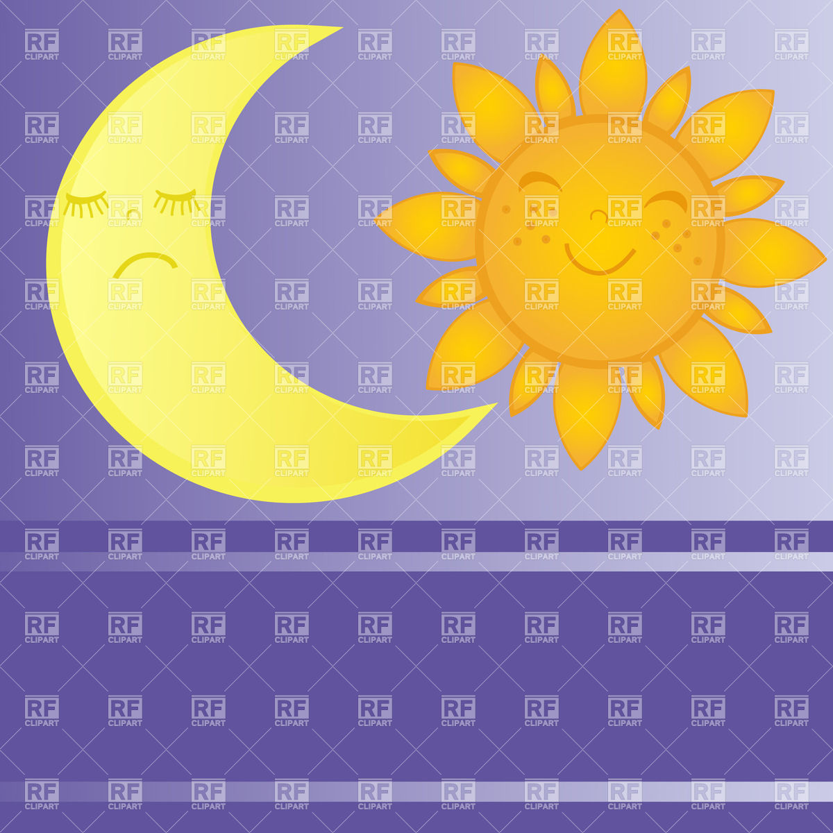 Smiling Sun And Sleeping Moon 22675 Objects Download Royalty Free