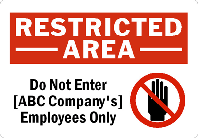 Area Sign  Do Not Enter  Employees Only  With Graphic