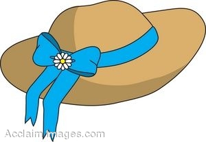Art Picture Of A Woman S Sun Hat With A Blue Bow And A Daisy  Clip Art    
