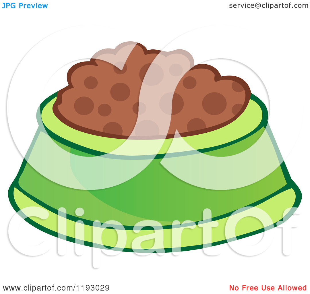 Cartoon Of A Green Pet Food Bowl Dish   Royalty Free Vector Clipart By