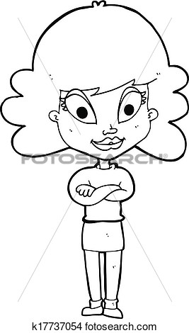 Clipart   Cartoon Happy Woman With Folded Arms  Fotosearch   Search