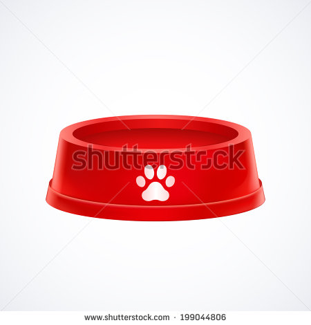 Empty Red Pet Dog Food Bowl Dish Isolated On White Background Vector