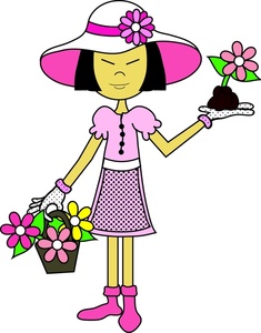 Gardening Clipart Image   Asian Lady Wearing Gardening Clothes And