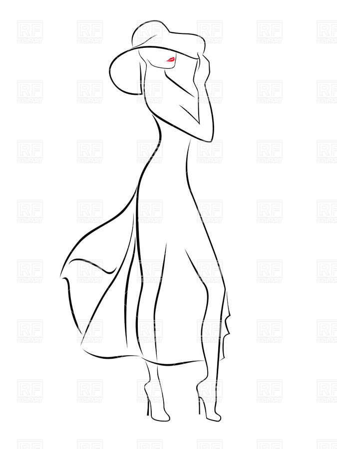 In Hat And Cocktail Dress Download Royalty Free Vector Clipart  Eps