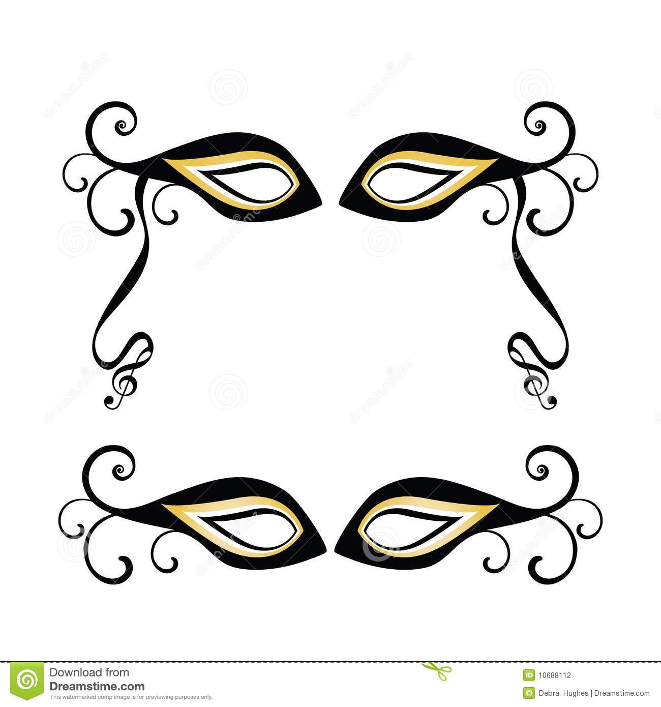 Masquerade Masks One With Musical Notes On End Of Ribbon   Framing    