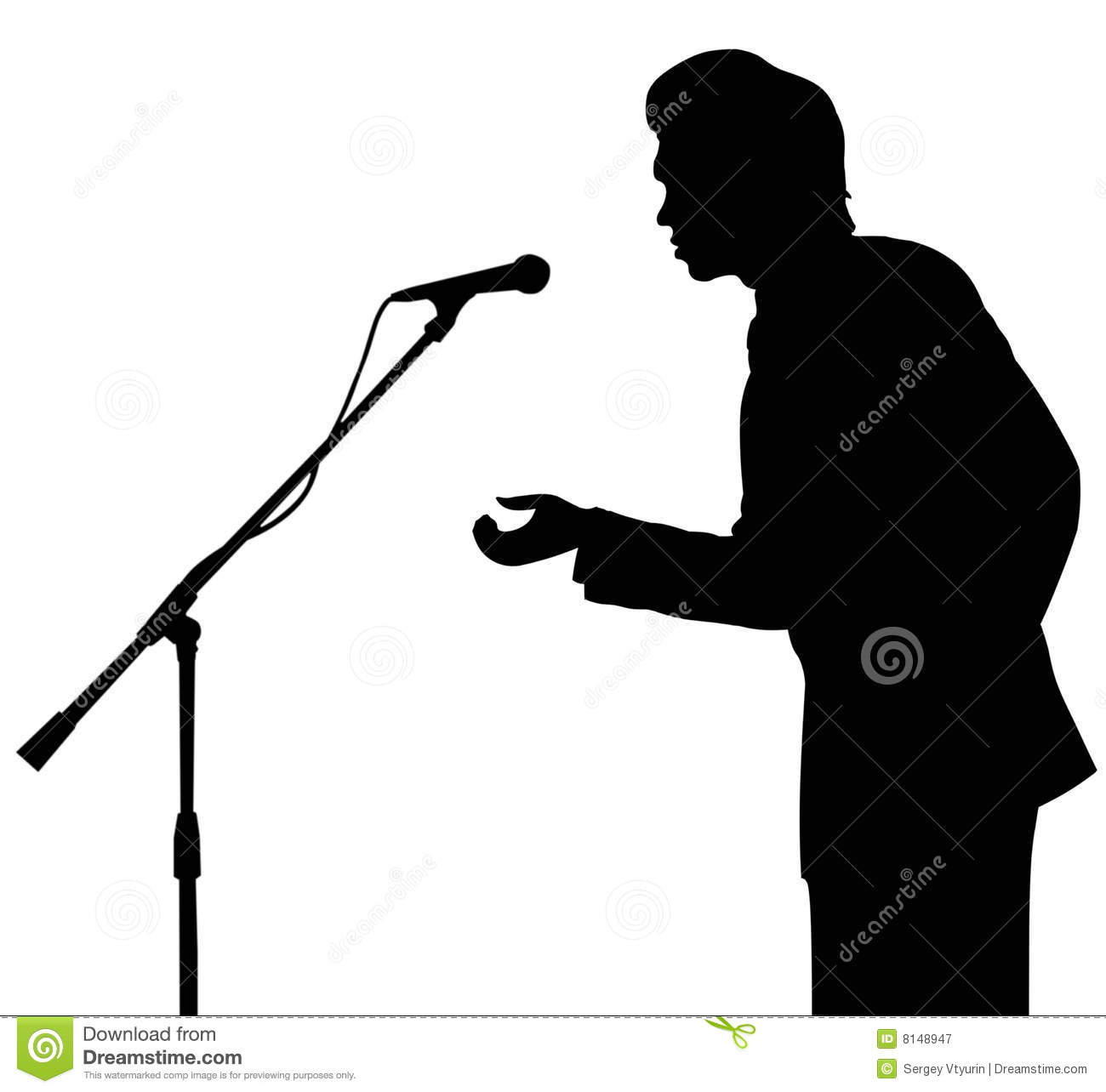 Microphone Stand Silhouette Man Silhouette Speech To Microphone