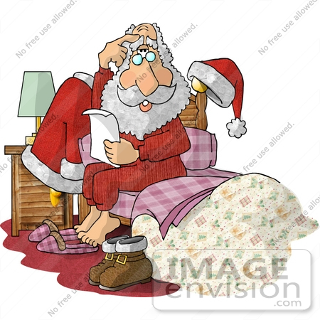 Santa In His Pjs Sitting Up In Bed Clipart 17465 By   Auto Design Tech