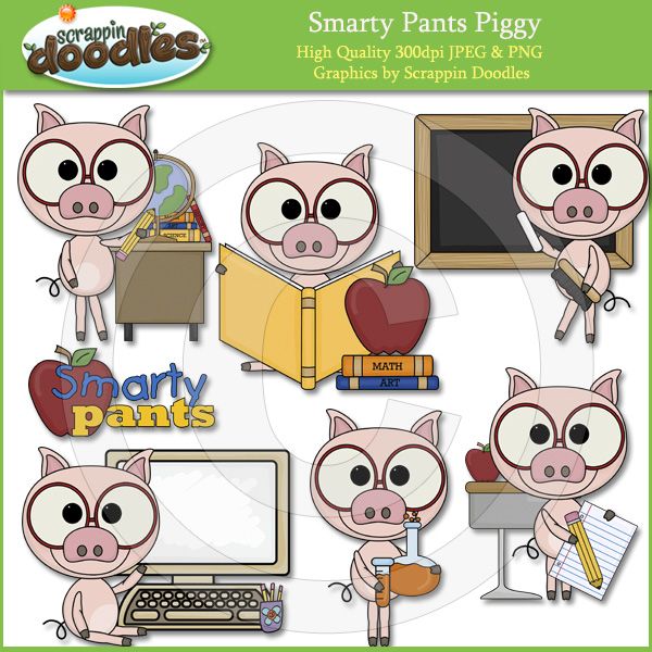 Smarty Pants Piggy Clip Art Download  2   Tpt Ideas   Pinterest