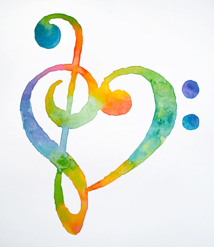 Watercolor Treble Bass Clef Heart   Wefollowpics